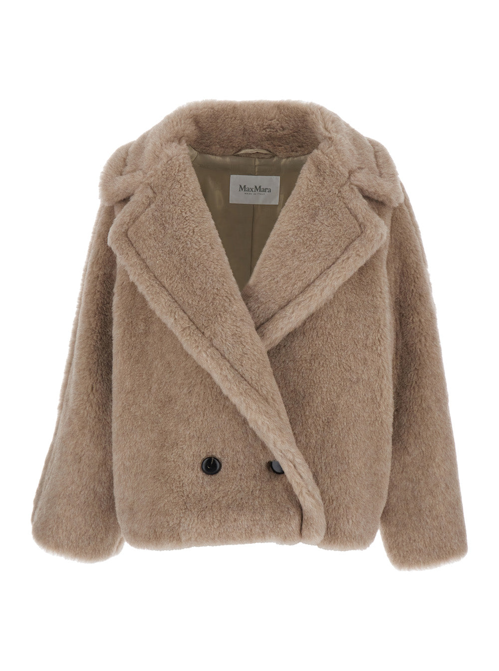 Max Mara Women 'Cambusa' Beige Double-Breasted Jacket With Wide Classic Lapels In Fur Woman MAX MARA