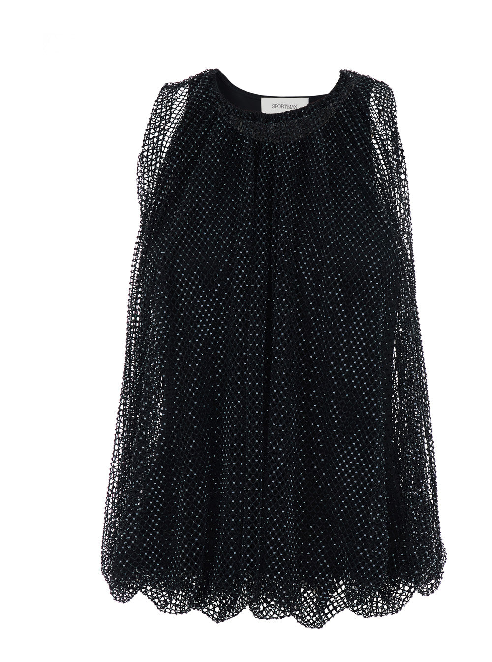 Sportmax Women Top With Mesh Design And All-Over Applied Rhinestones In Black Fabric For Women SPORTMAX