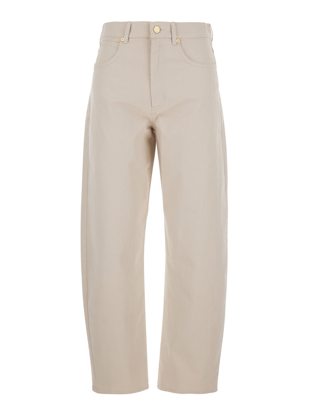'S Maxmara Women 'Emily' Beige Jeans With Belt Loops And Button And Zip Closure On The Front In Denim For Women S MAX MARA