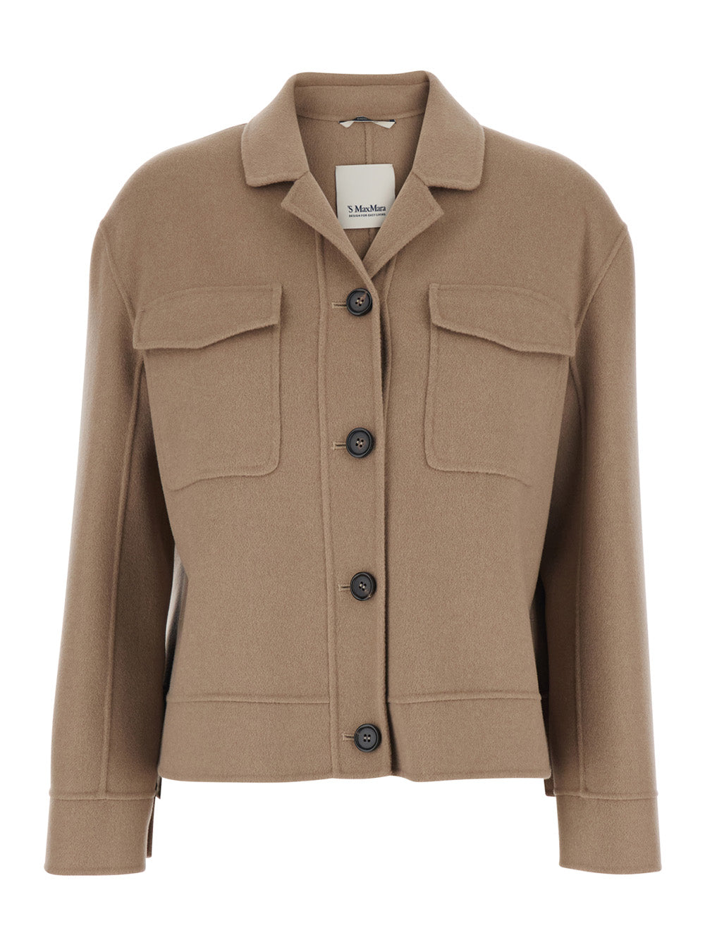 'S Maxmara Women 'Simona' Beige Jacket With Notched Revers And Two Patch Pockets On The Front In Wool For Women S MAX MARA