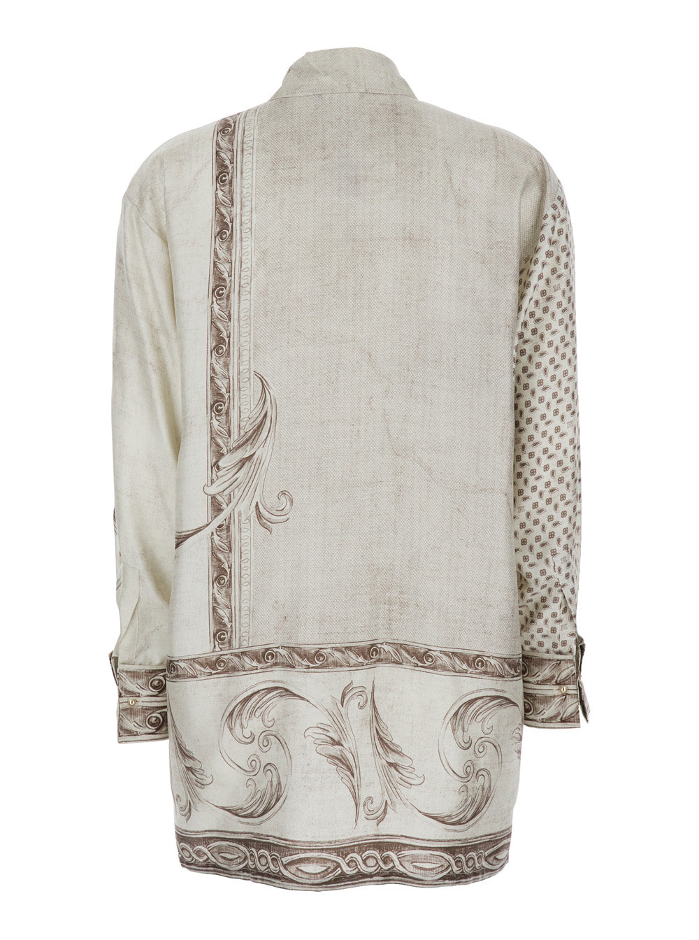 Max Mara Women 'Gardo' White Silk Shirt With All-Over Geometric Print And Logo Lettering On The Front Woman