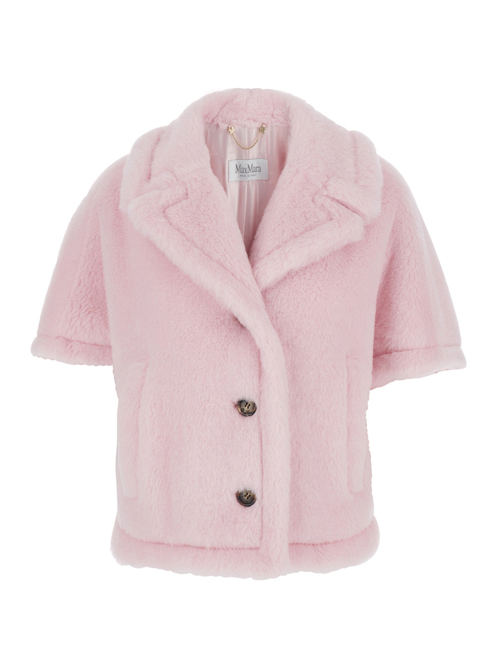 Max Mara Women 'Corvino' Pink Cape With Notched Revers And Short Sleeves In Fur Woman MAX MARA