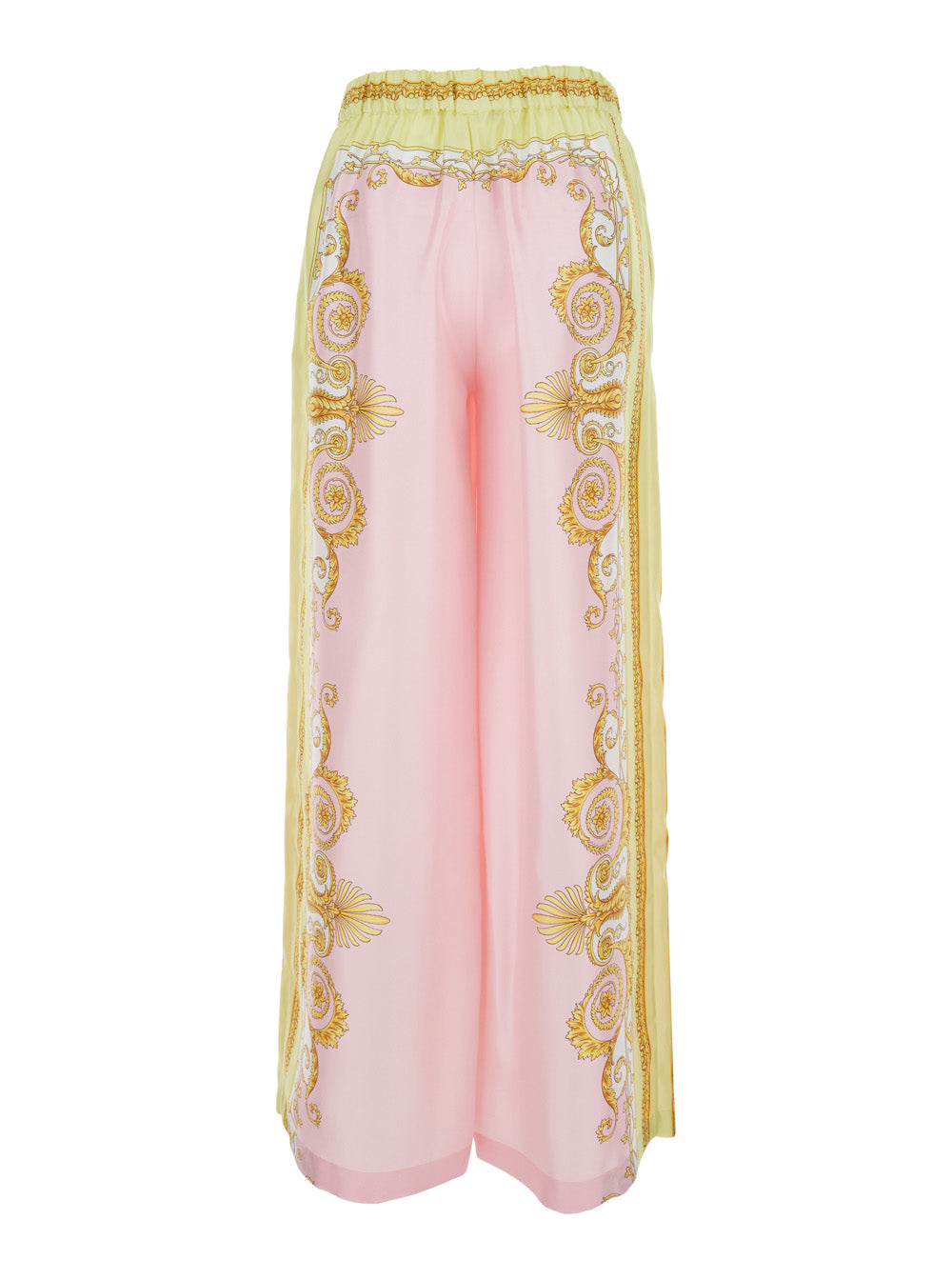 Versace Women Multicolor Pants With Elasticated Waist And All-Over Baroque Print In Silk For Women