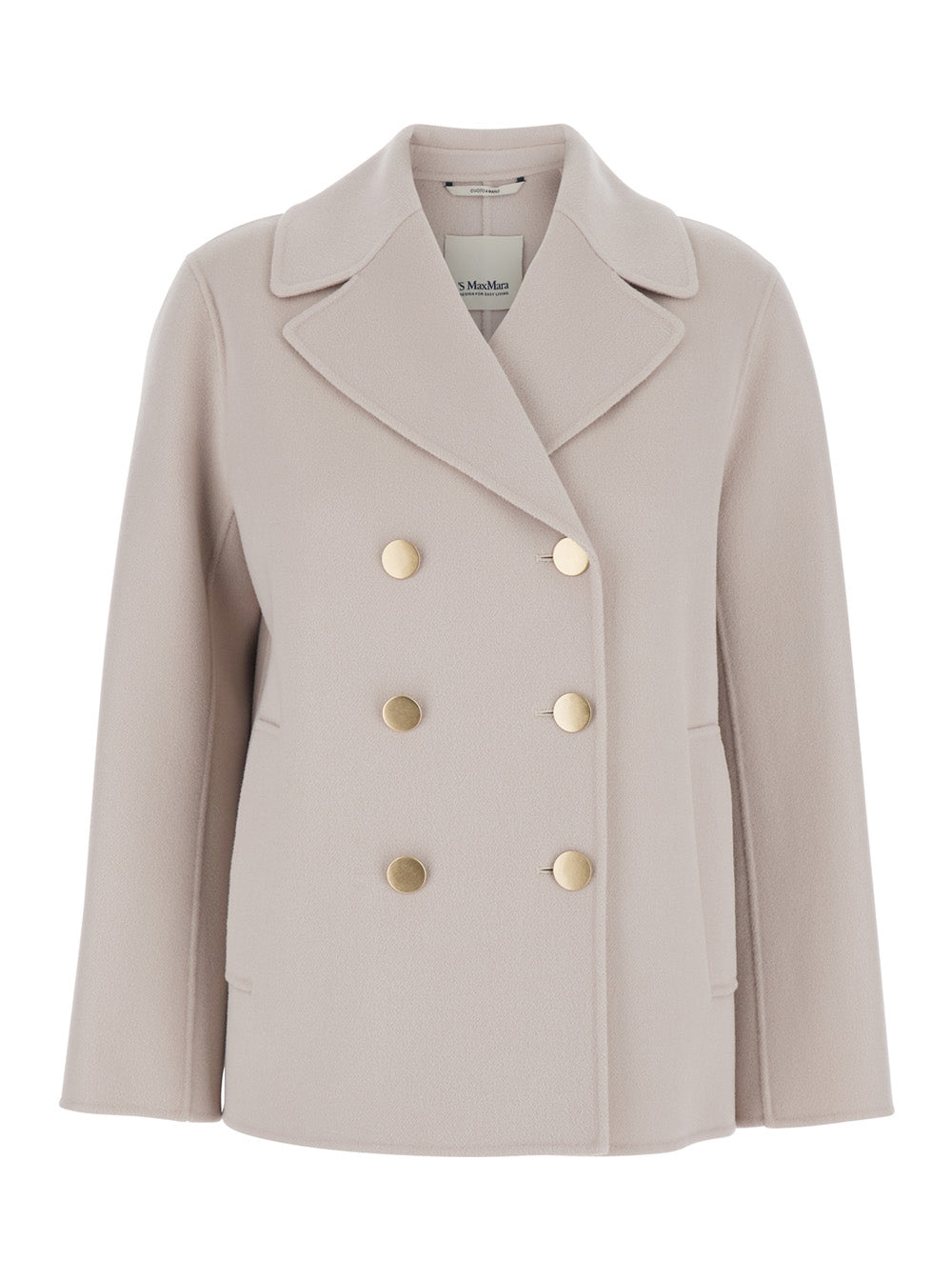 'S Maxmara Women Beige 'Margot' Double-Breasted Jacket With Wide Notched Revers In Virgin Wool Women S MAX MARA