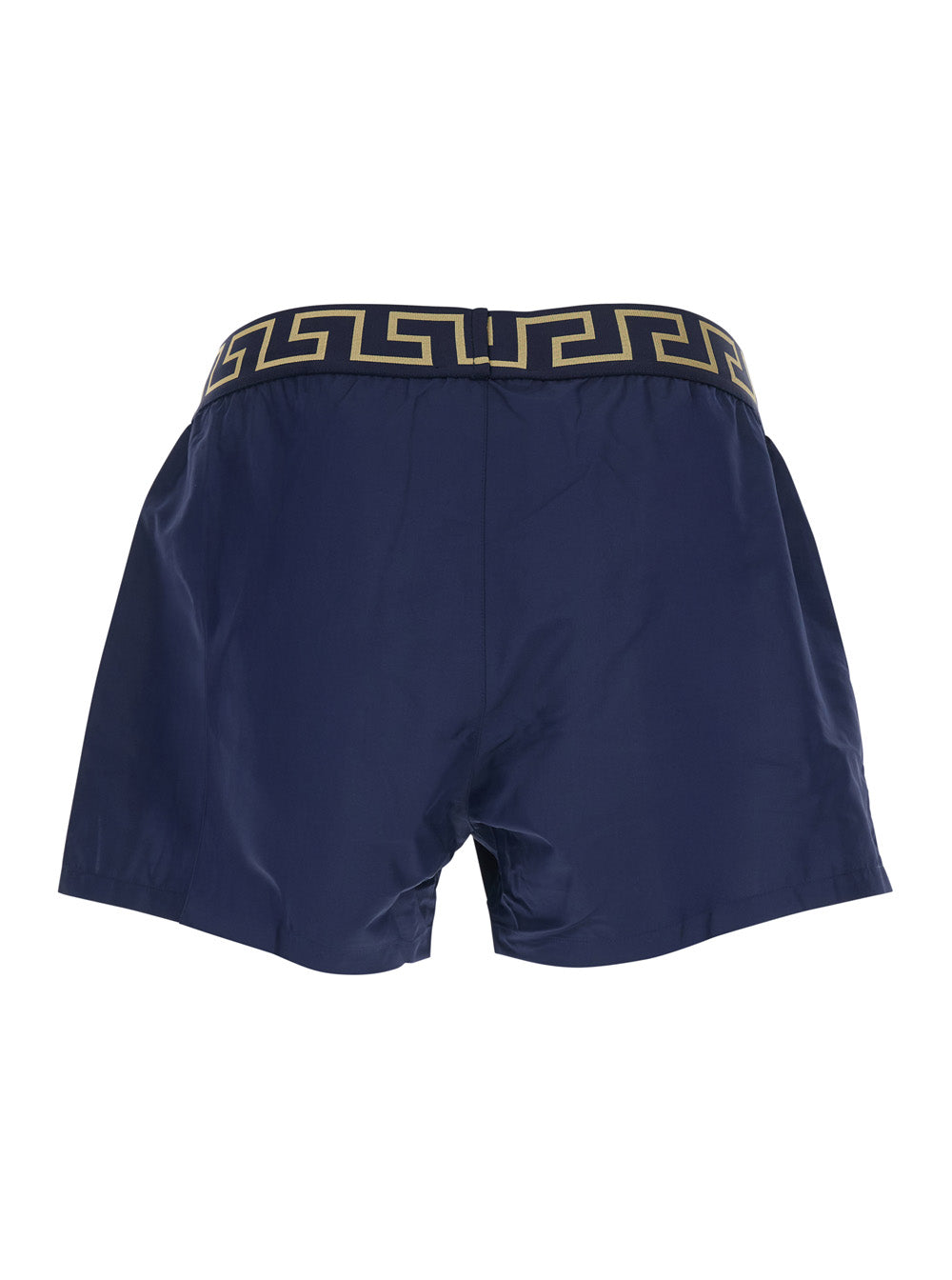 Versace Men Blue Swimsuit Shorts With Greca Detail In Tech Fabric Man VERSACE