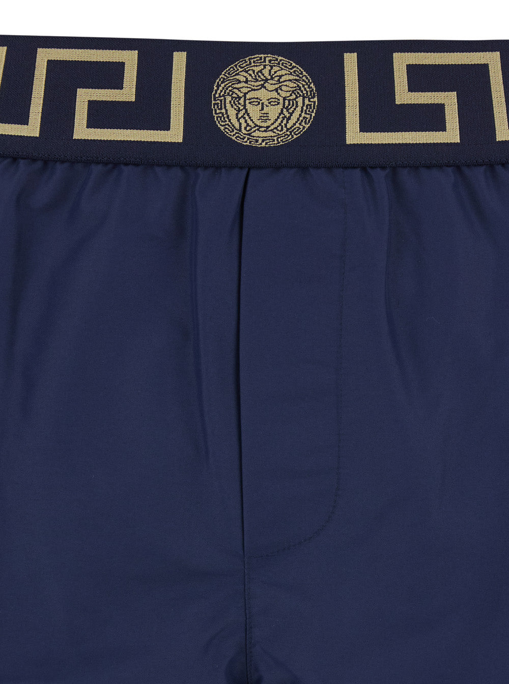 Versace Men Blue Swimsuit Shorts With Greca Detail In Tech Fabric Man VERSACE