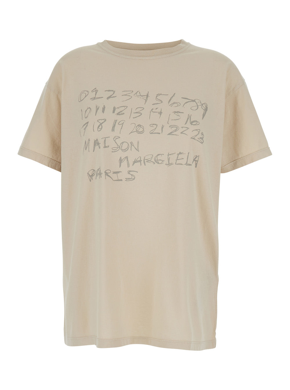 Maison Margiela Women White Crew Neck T-Shirt With Large Logo Print On The Front In Cotton For Women MAISON MARGIELA