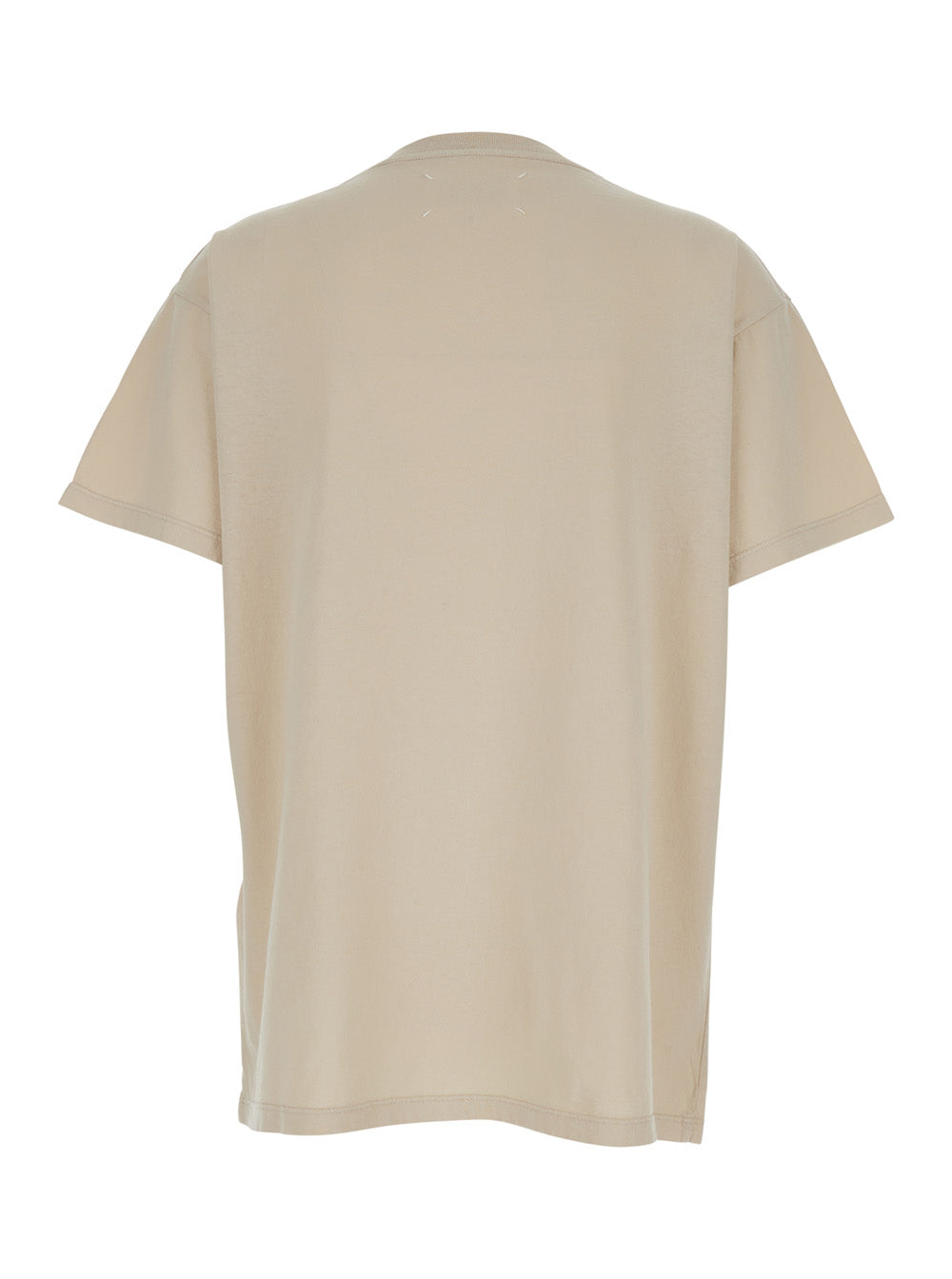 Maison Margiela Women White Crew Neck T-Shirt With Large Logo Print On The Front In Cotton For Women MAISON MARGIELA