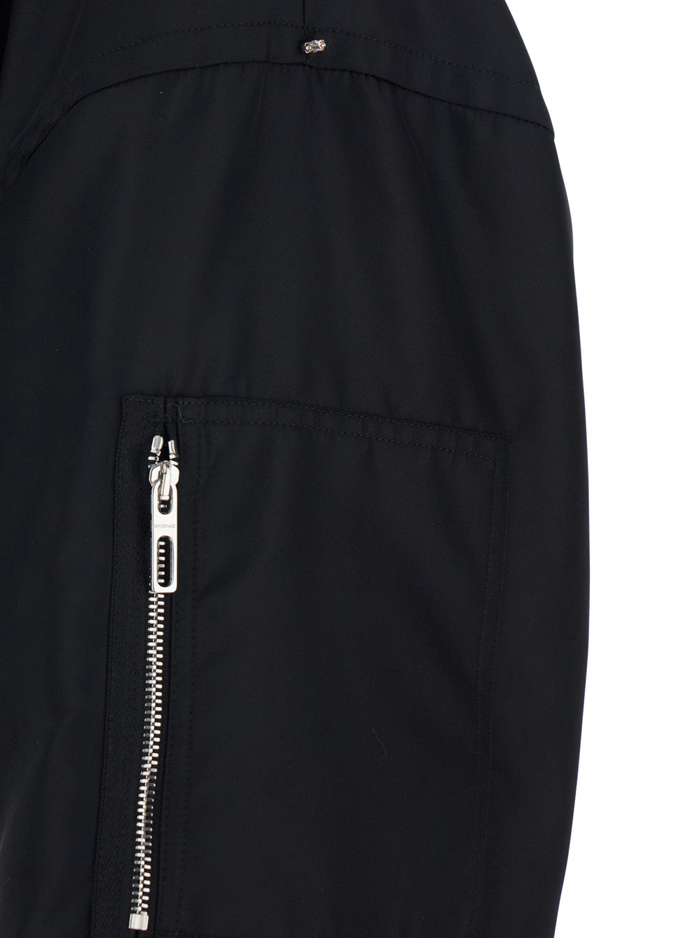 Sportmax Women Crop Jacket "Crop Jacket" With Bomber Collar And Pocket On Sleeve In Black Tech Fabric For Women SPORTMAX