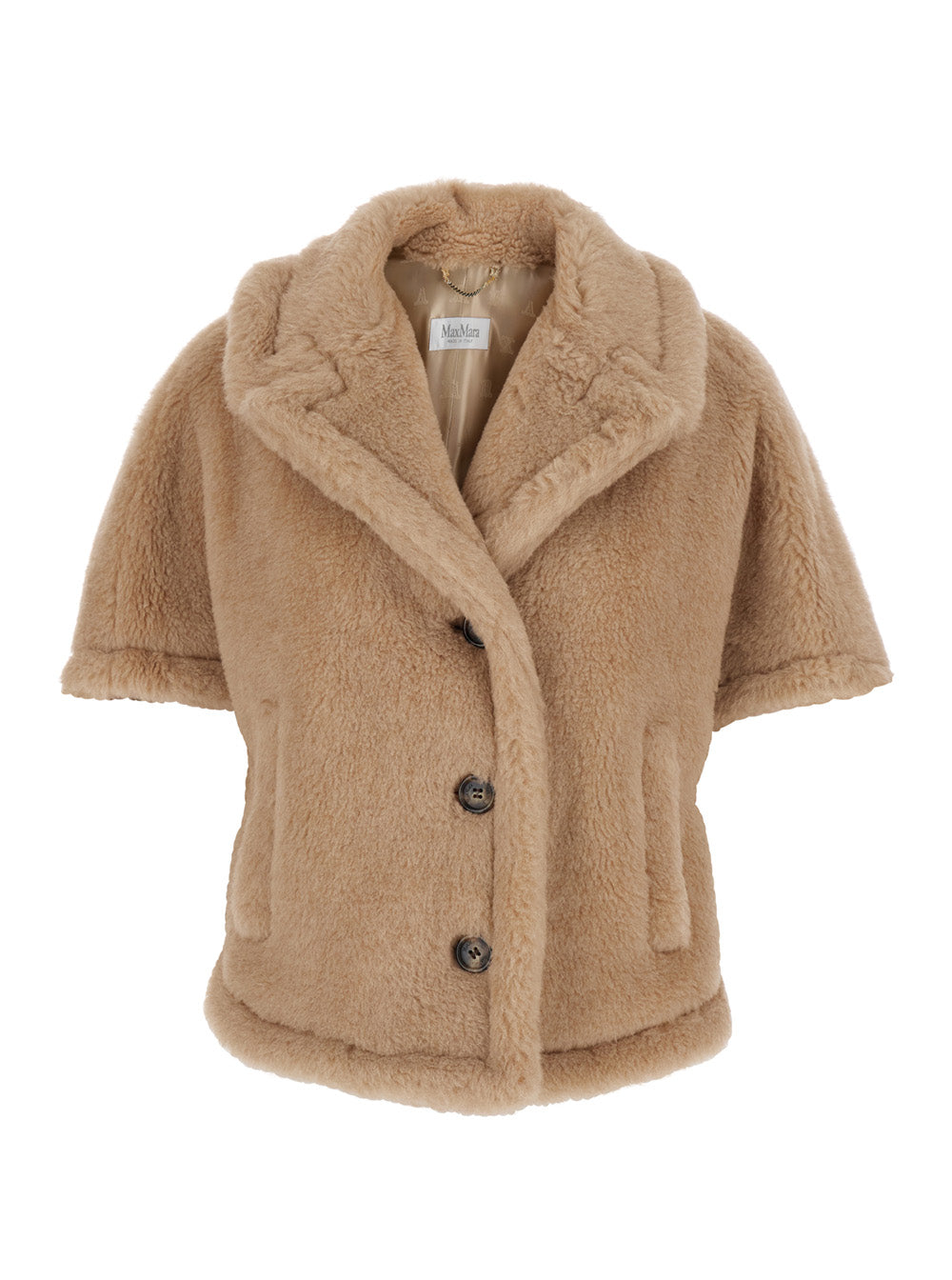 Max Mara Women 'Corvino' Beige Cape With Classic Lapels And Short Sleeves In Fur Woman MAX MARA