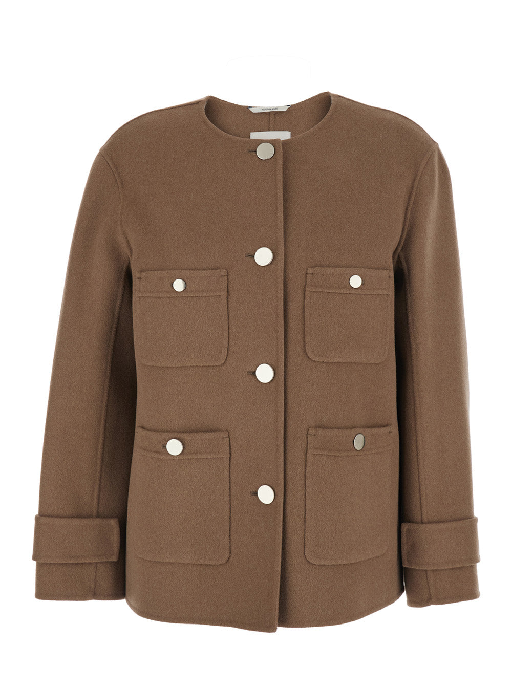'S Maxmara Women 'Alba' Brown Jacket With Round Neck And Front Patch Pockets In Wool Woman S MAX MARA