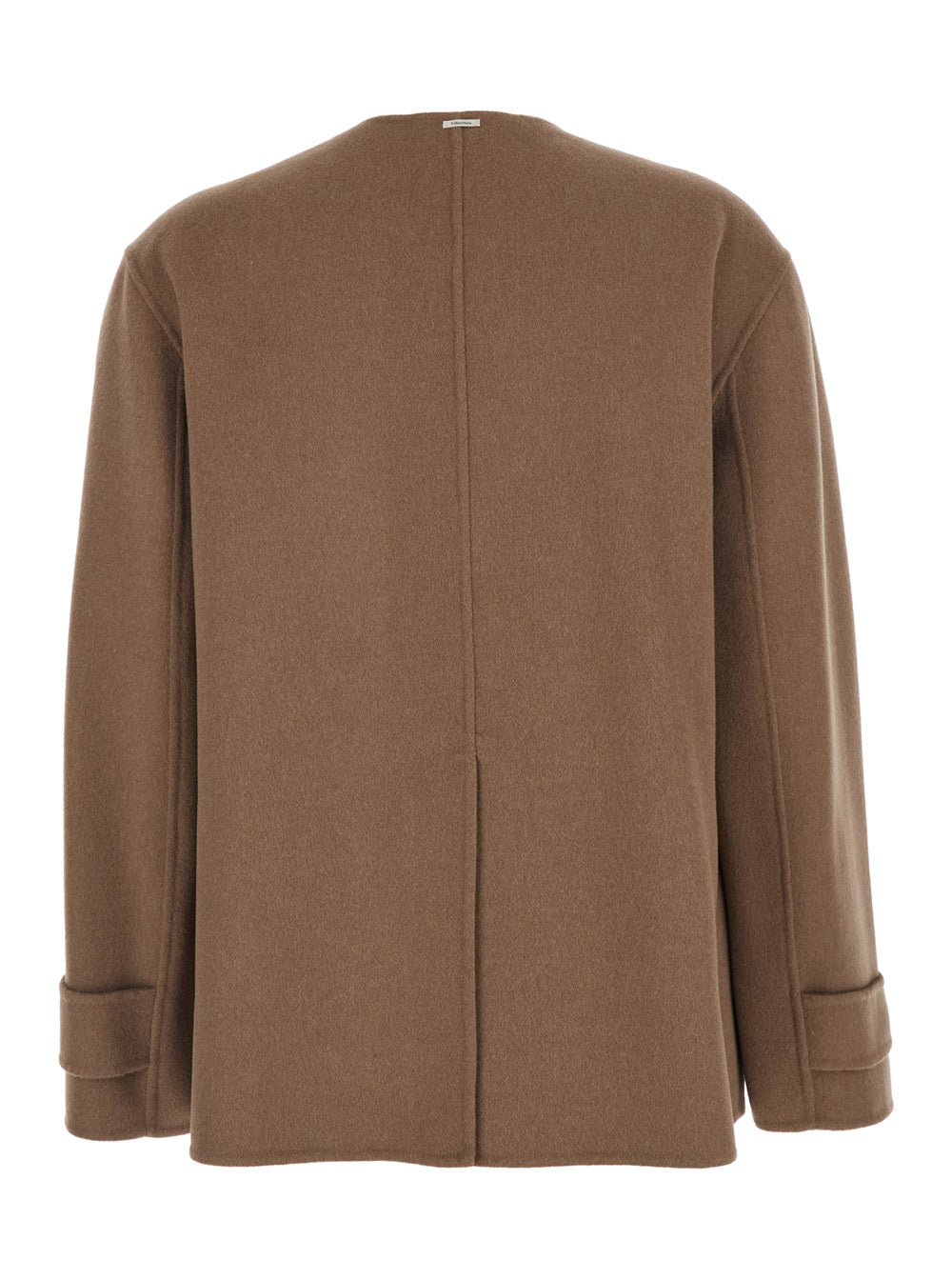 'S Maxmara Women 'Alba' Brown Jacket With Round Neck And Front Patch Pockets In Wool Woman S MAX MARA