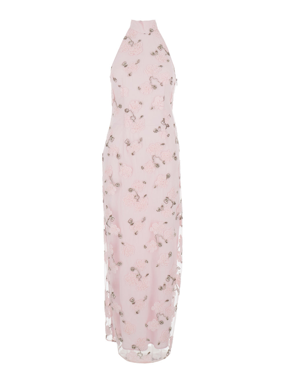 Rotate Women Long Dress 'Floral' With Open Back In Pink Fabric For Women ROTATE