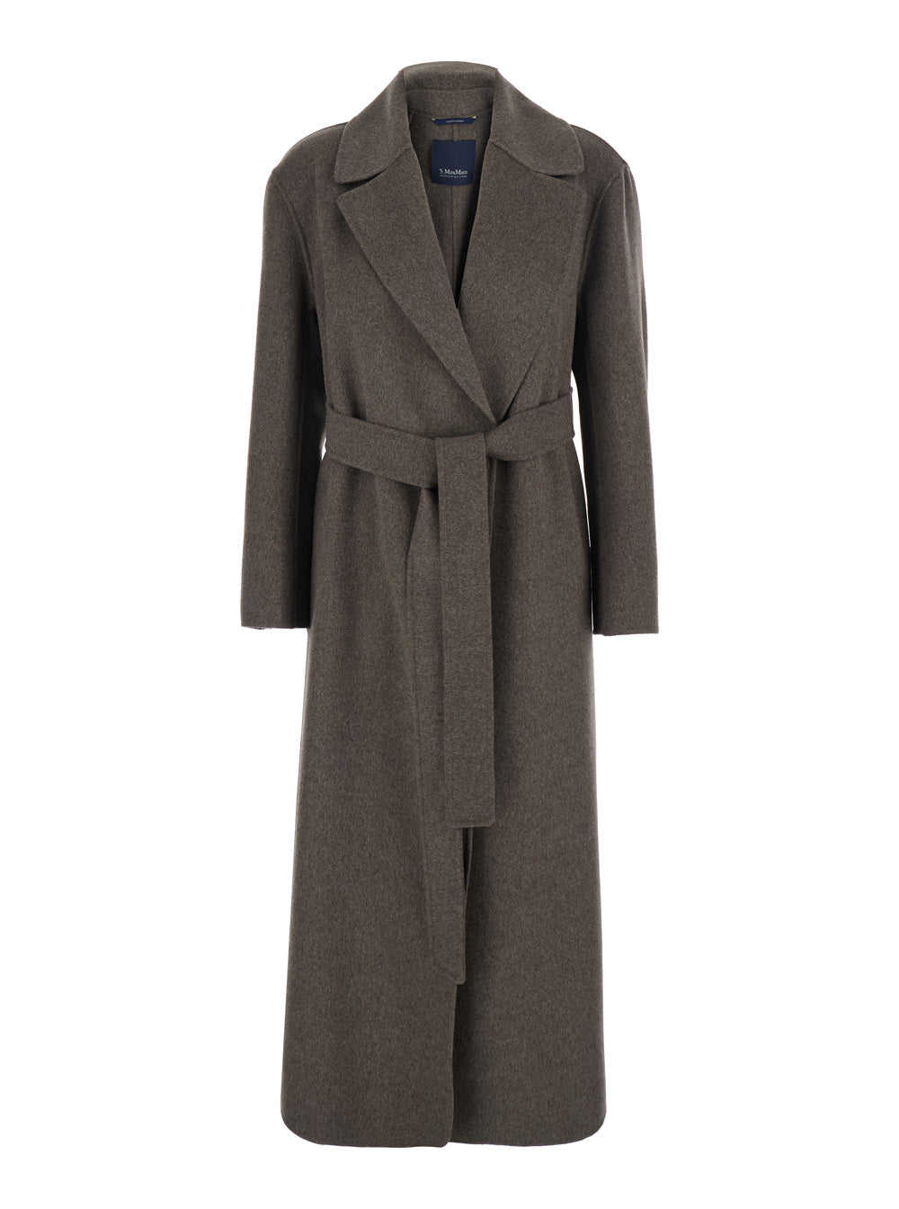 'S Maxmara Women 'Luna' Brown Single-Breasted Coat With Classic Lapels And Belt On The Front In Wool Woman S MAX MARA