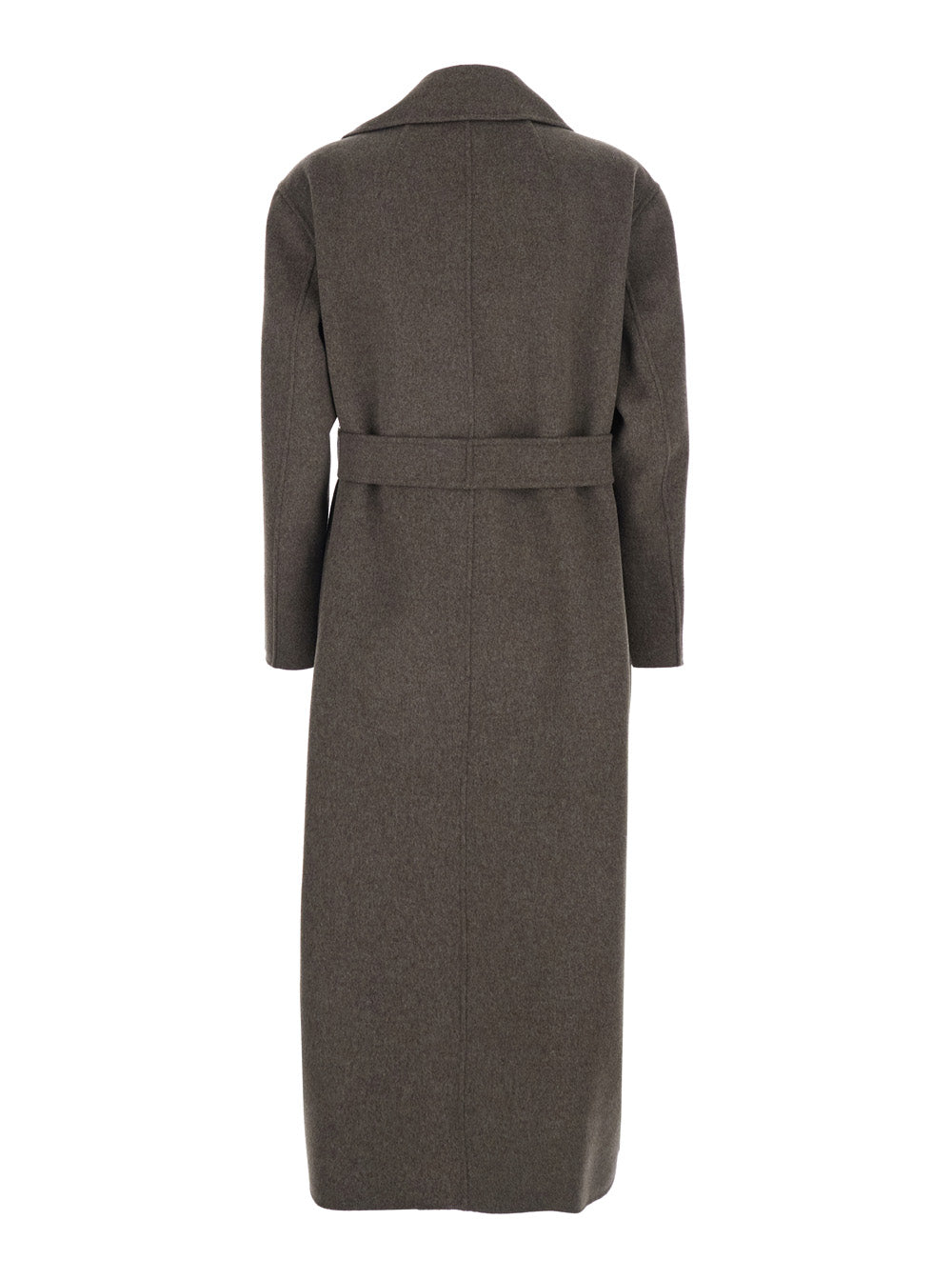'S Maxmara Women 'Luna' Brown Single-Breasted Coat With Classic Lapels And Belt On The Front In Wool Woman S MAX MARA