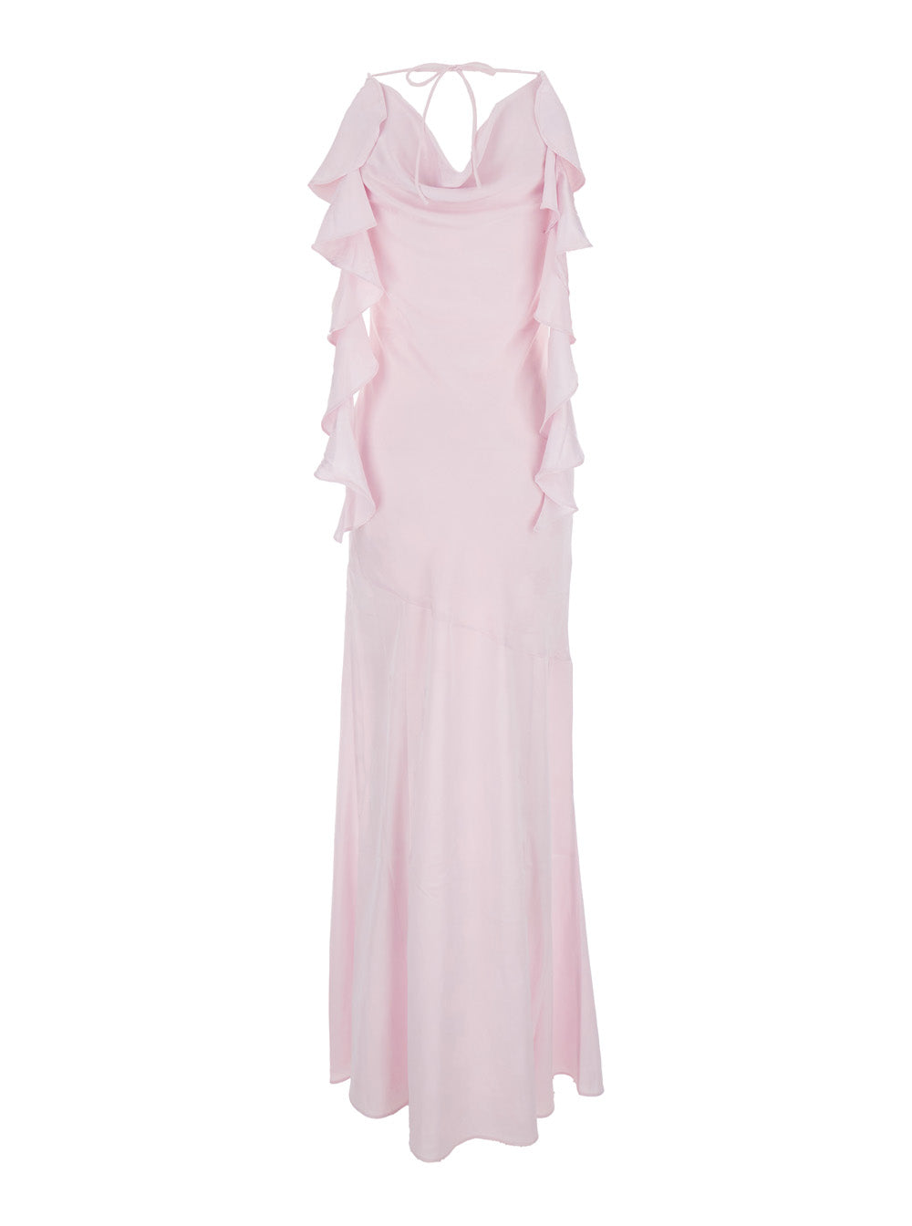 Rotate Women Long Dress 'Rosa' With Back Opening And Draped Details In Pink Fabric For Women ROTATE