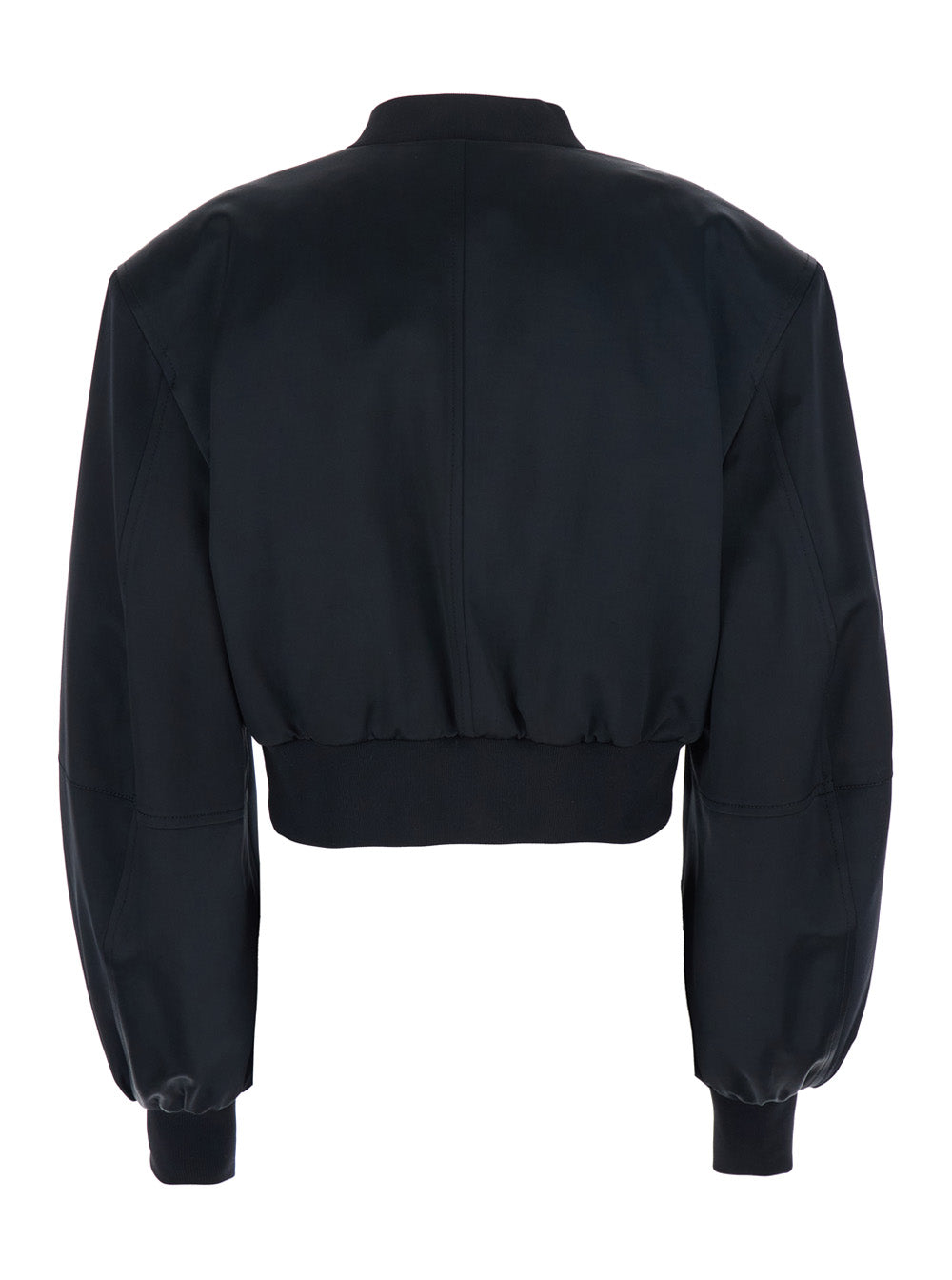 The Attico Women Black Cropped Bomber Jacket With Tonal Logo Lettering Embroidery On The Front In Viscose Woman THE ATTICO