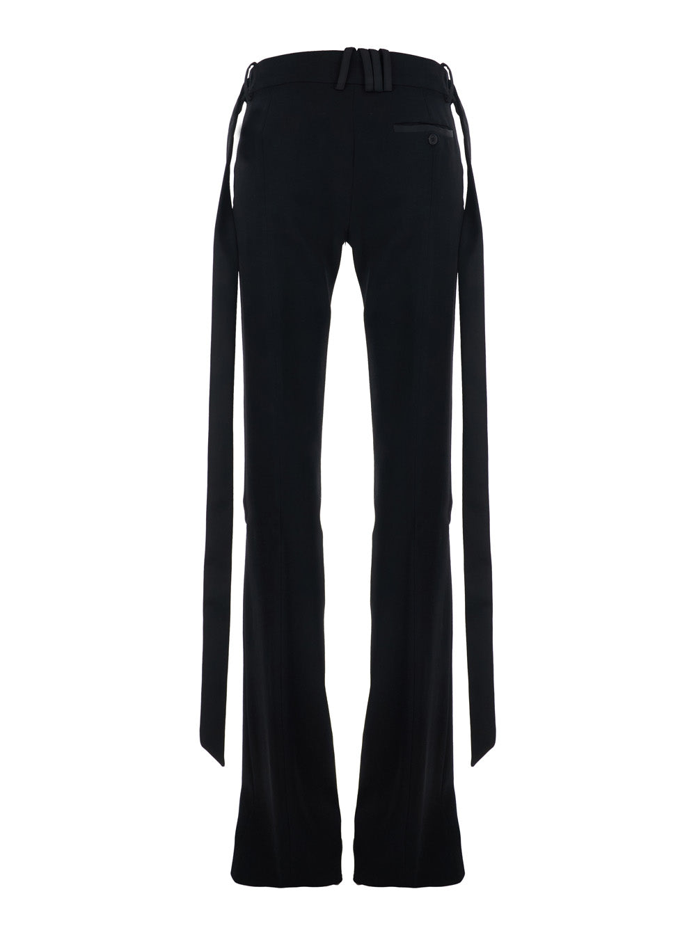 The Attico Women Black Wide Leg Pants With Oversized Band Detail In Wool For Women THE ATTICO