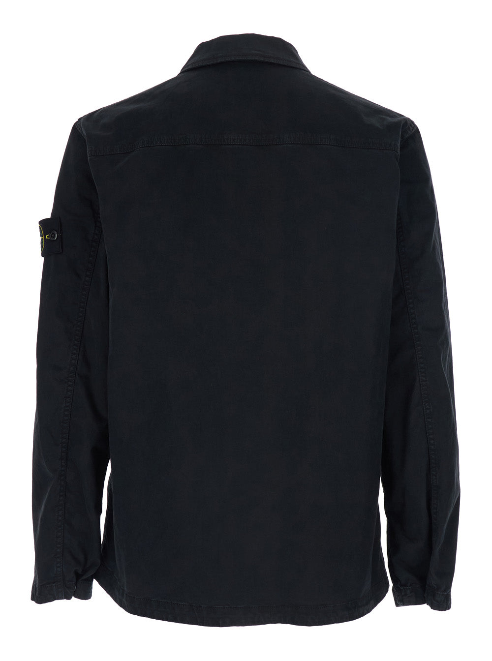 Stone Island Men Black Jacket With Classic Collar And Logo Patch On Sleeve In Cotton For Men STONE ISLAND