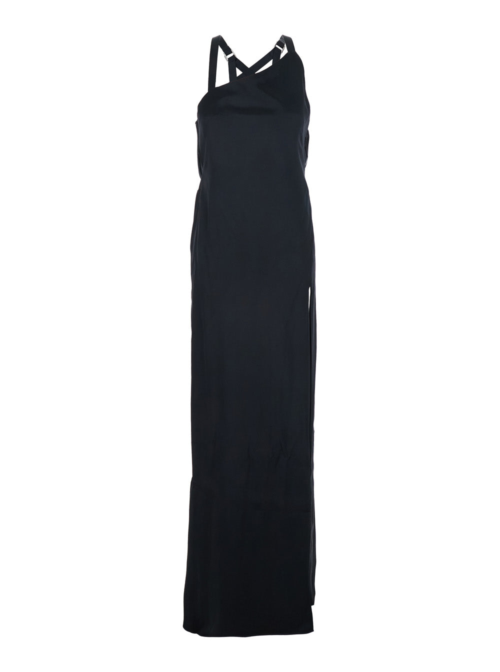 The Attico Women Black Sleeveless Long Dress With Criss-Crossed Adjustable Straps And Open Rear In Viscose Woman THE ATTICO