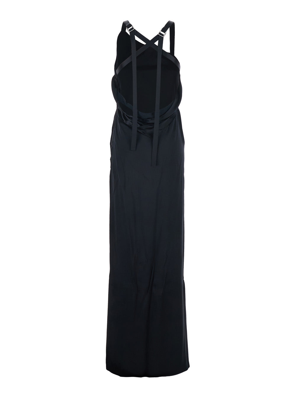 The Attico Women Black Sleeveless Long Dress With Criss-Crossed Adjustable Straps And Open Rear In Viscose Woman THE ATTICO
