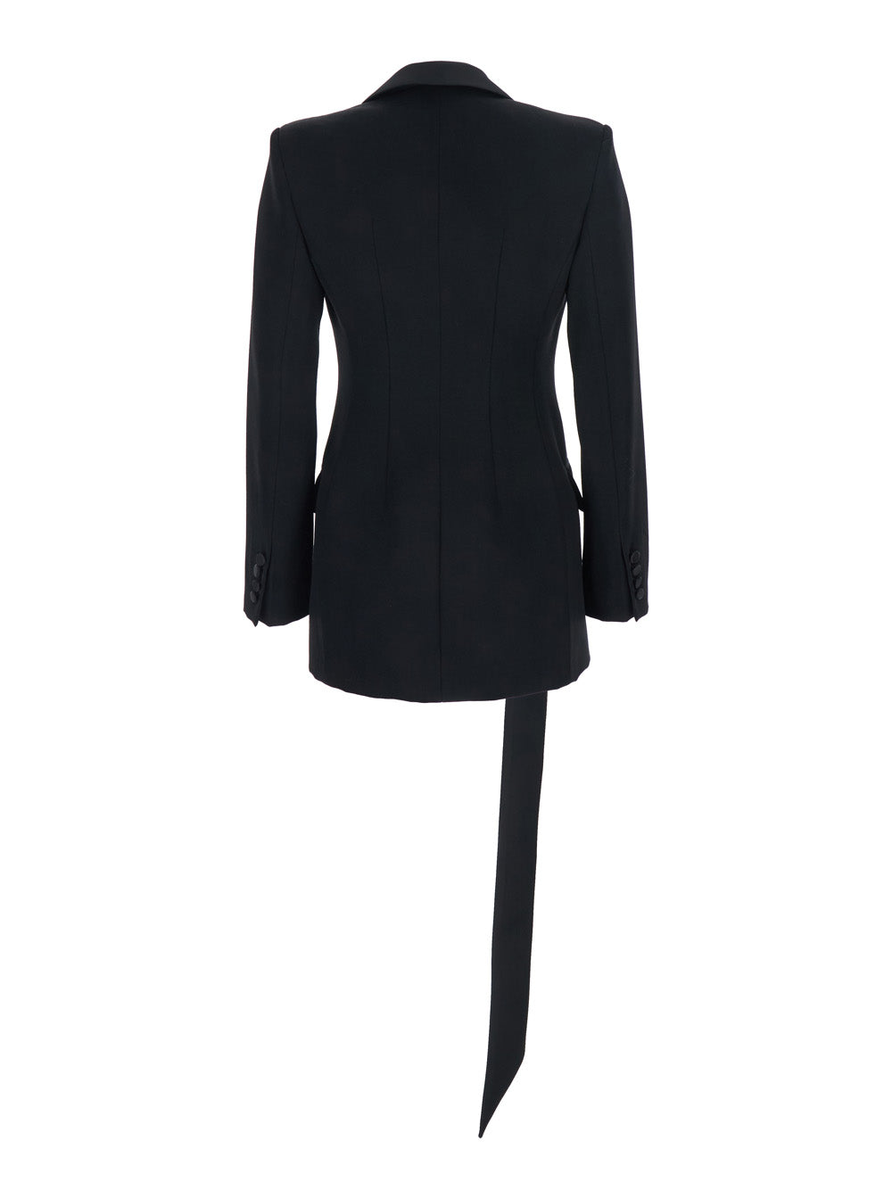 The Attico Women Black Single-Breasted Jacket With Notched Revers And Oversized Strap Detail In Wool For Women THE ATTICO