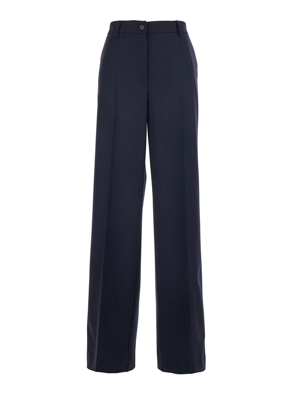 P.A.R.O.S.H. Women Blue Pants With Front Button And Zip Closure In Cotton Woman P.A.R.O.S.H.