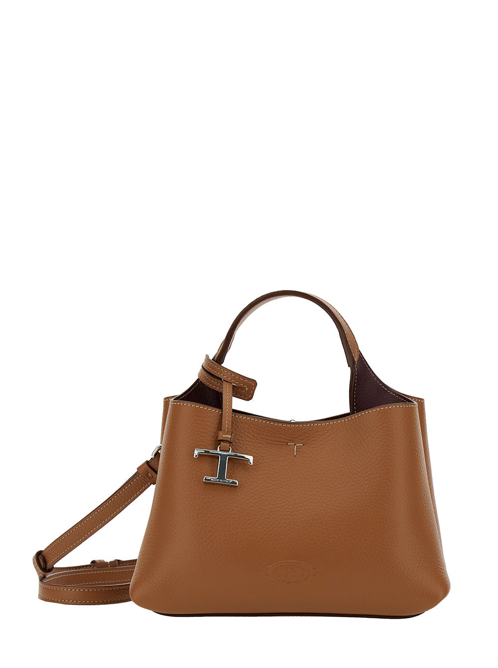 Tod's Women Micro Beige Handbag With Embossed Logo And T Timeless Pendant In Grain Leather Woman TOD'S