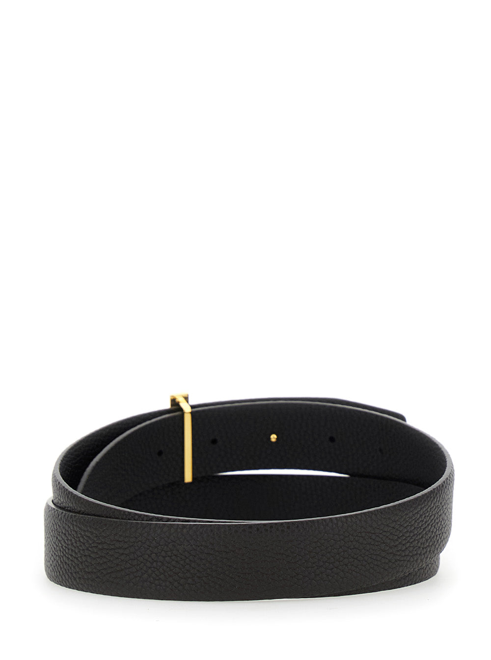 Tom Ford Men Brown Reversible Belt With T Buckle On The Front In Grained Leather For Men TOM FORD
