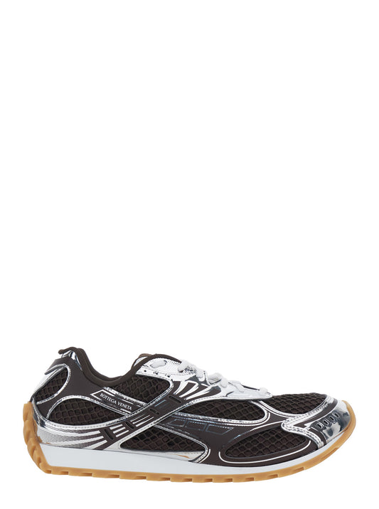 Bottega Veneta Men Brown Sneaker 'Orbit' With Logo Lettering Detail In Tech Fabric Men BOTTEGA VENETA