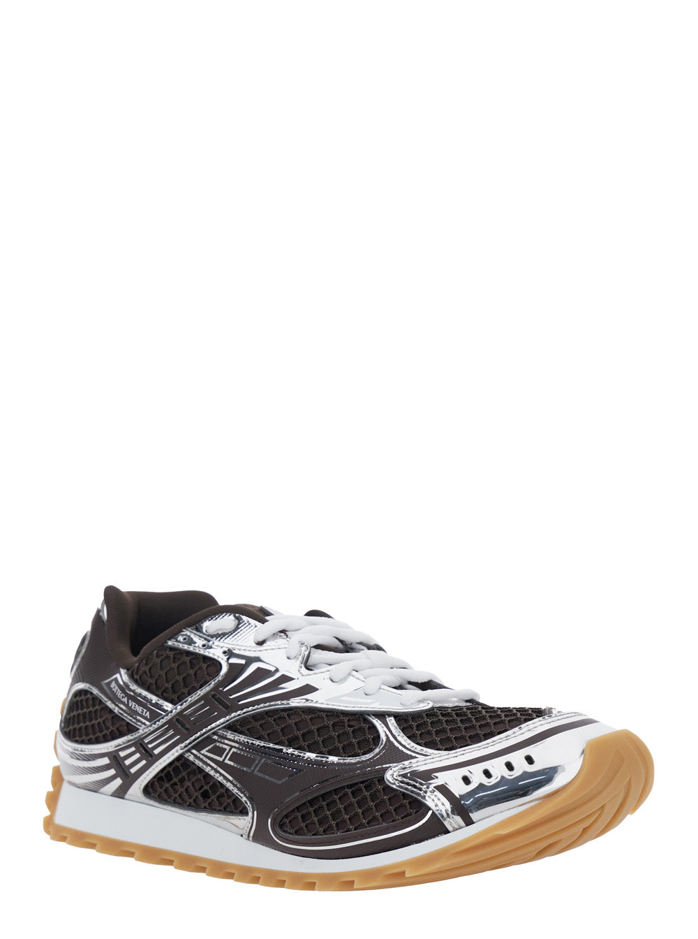 Bottega Veneta Men Brown Sneaker 'Orbit' With Logo Lettering Detail In Tech Fabric Men BOTTEGA VENETA