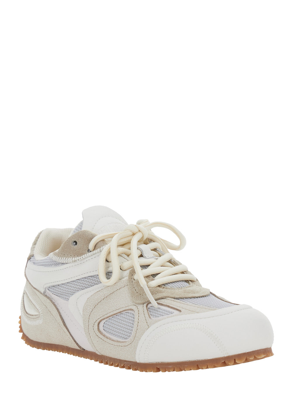 Axel Arigato Women 'Slow Runner' White And Beige Sneaker With Mesh Inserts And Grooved Sole In Leather And Fabric Woman AXEL ARIGATO