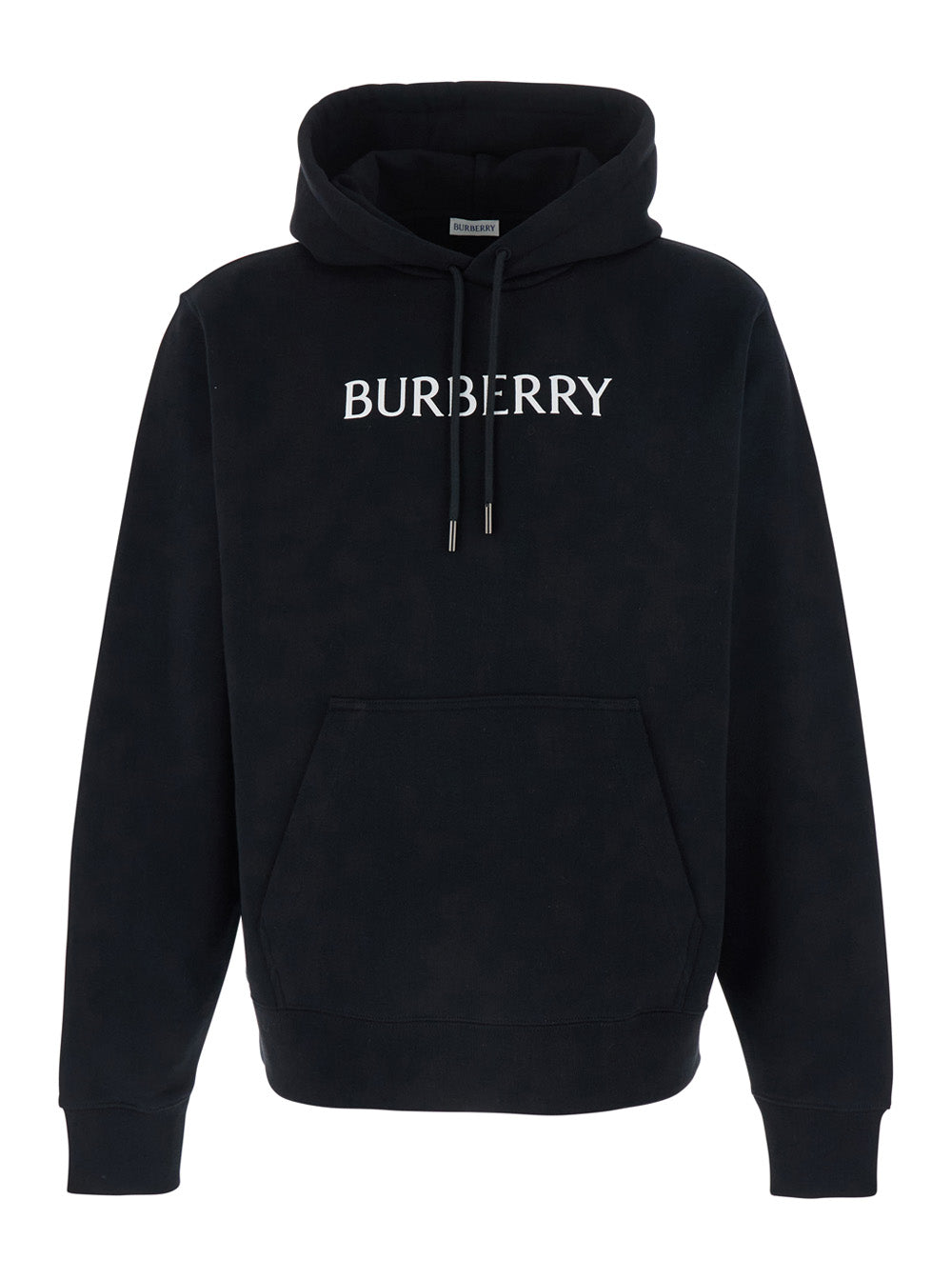 Burberry Men Black Hoodie With Drawstring Hood And Logo Lettering On The Front In Cotton Man BURBERRY