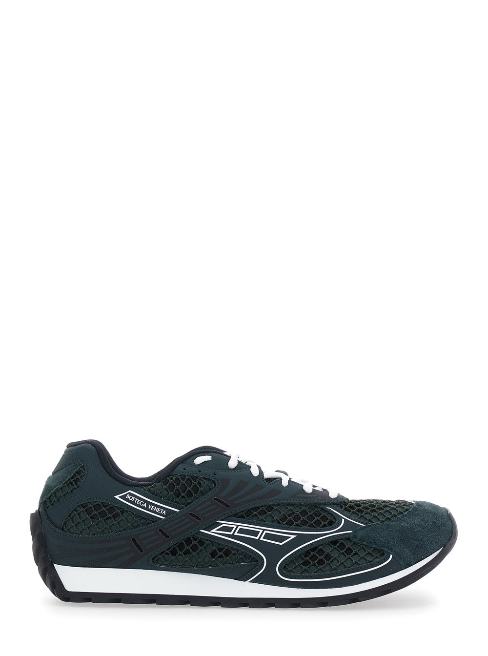 Bottega Veneta Men 'Orbit' Green Sneaker With Logo Lettering Detail In Suede And Tech Fabric Man BOTTEGA VENETA