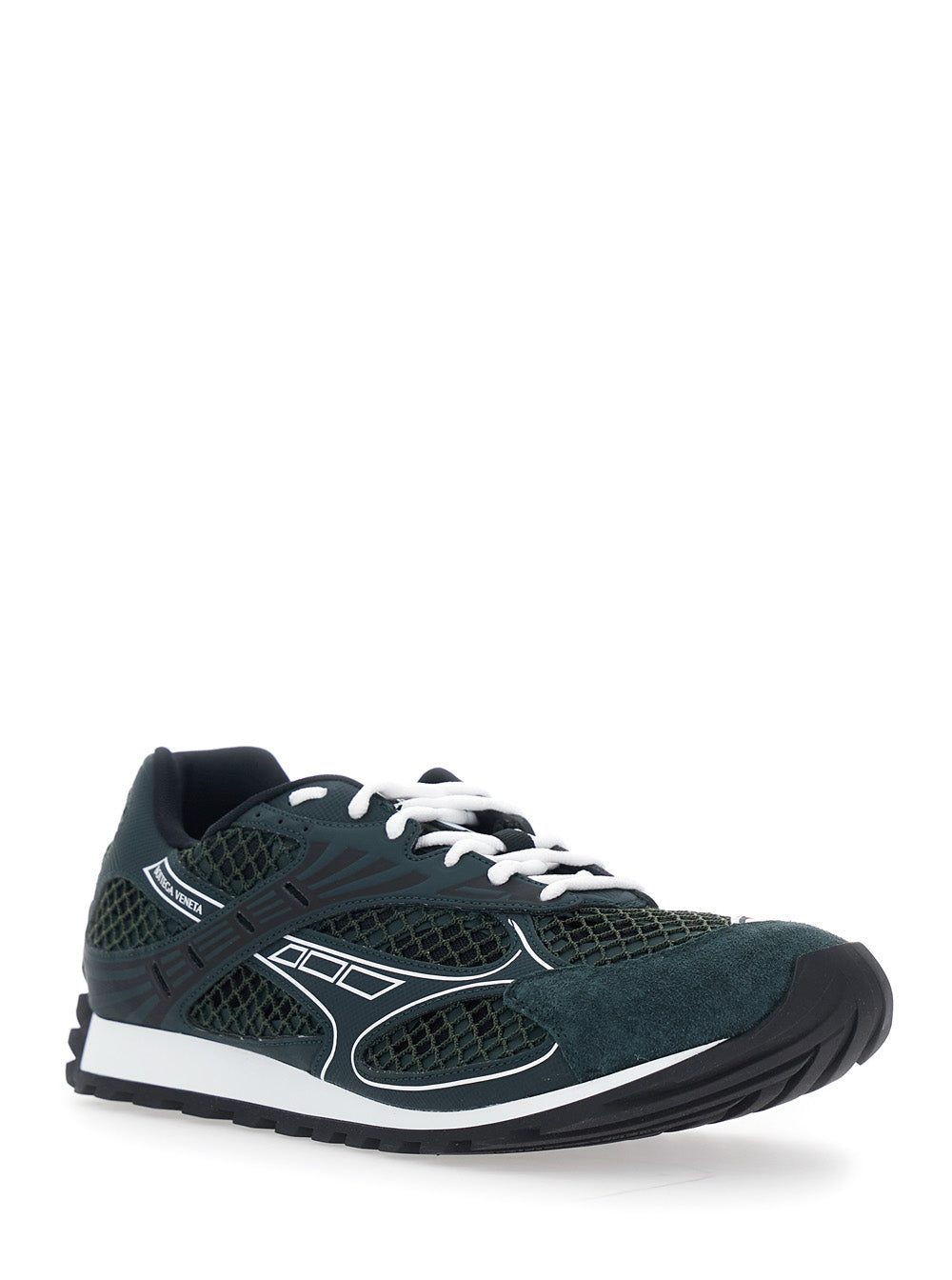 Bottega Veneta Men 'Orbit' Green Sneaker With Logo Lettering Detail In Suede And Tech Fabric Man BOTTEGA VENETA