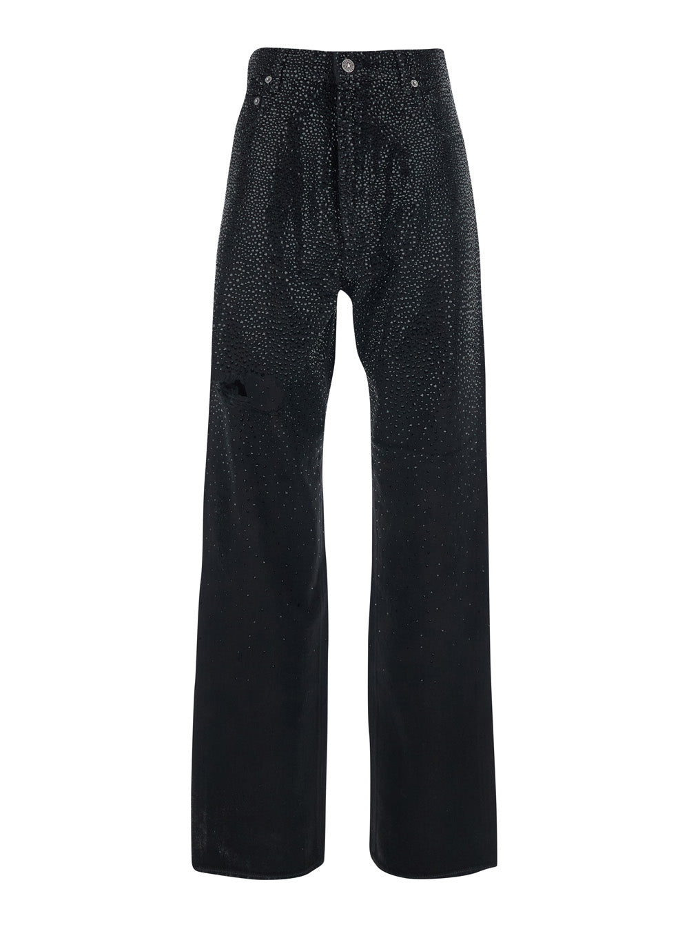 Golden Goose Women Black Jeans With Belt Loops And All-Over Crystal Embellishments In Denim Woman GOLDEN GOOSE