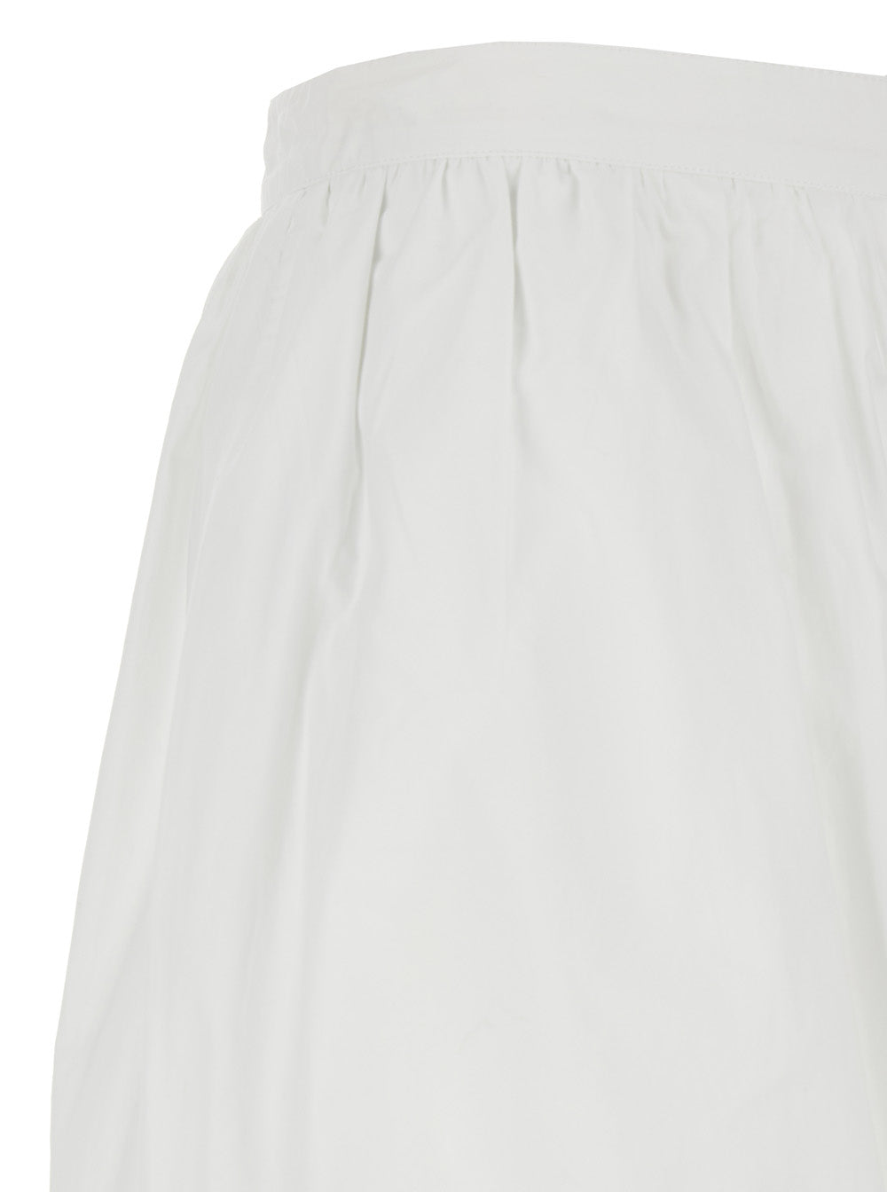 Rotate Women White Crop Pants With Elastic Waist And Balloon Design In Cotton Woman ROTATE