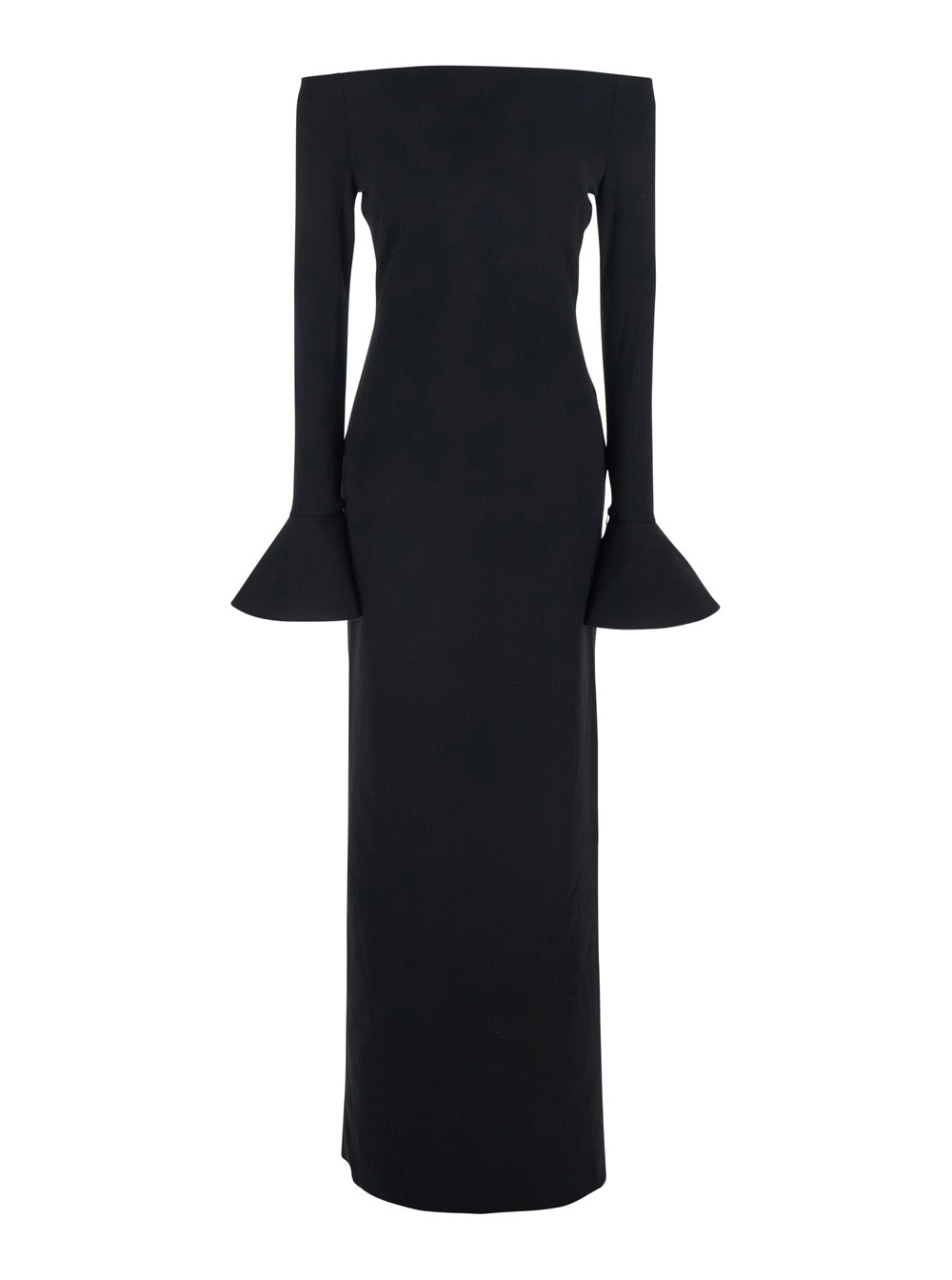 Solace London Women Long Dress 'Anica' With Square Neckline And Flared Cuffs In Black Fabric For Women SOLACE LONDON