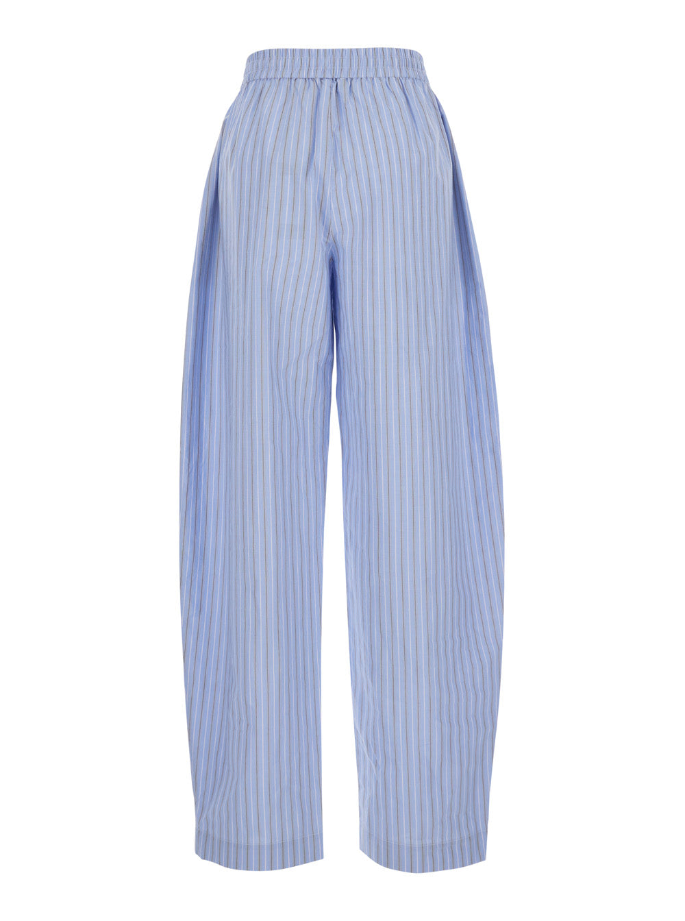 Rotate Women Light Blue Pants Witth Striped Design And Elastic Waist In Cotton Poplin Woman ROTATE