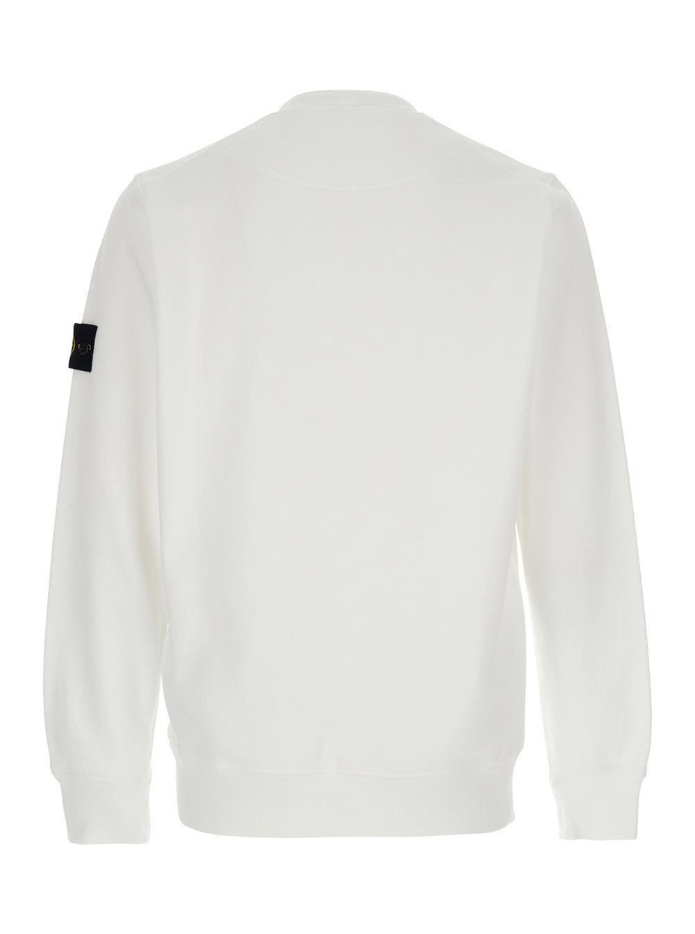 Stone Island Men White Crewneck Sweatshirt With Logo Patch On Sleeve In Cotton For Men STONE ISLAND
