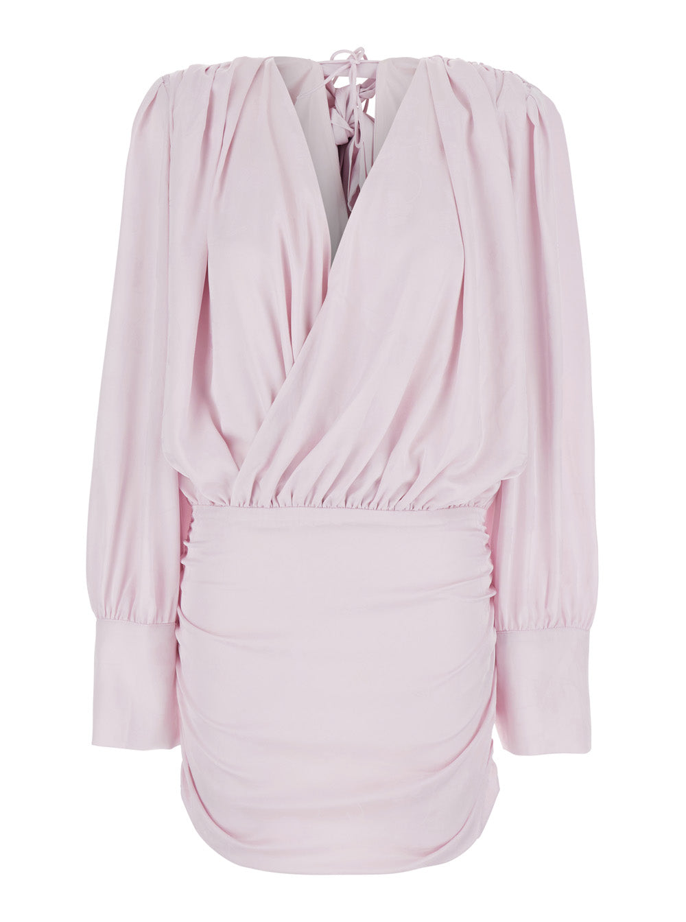 Rotate Women Pink Dress With Deep V-Neck And Draped Design In Silk Woman ROTATE