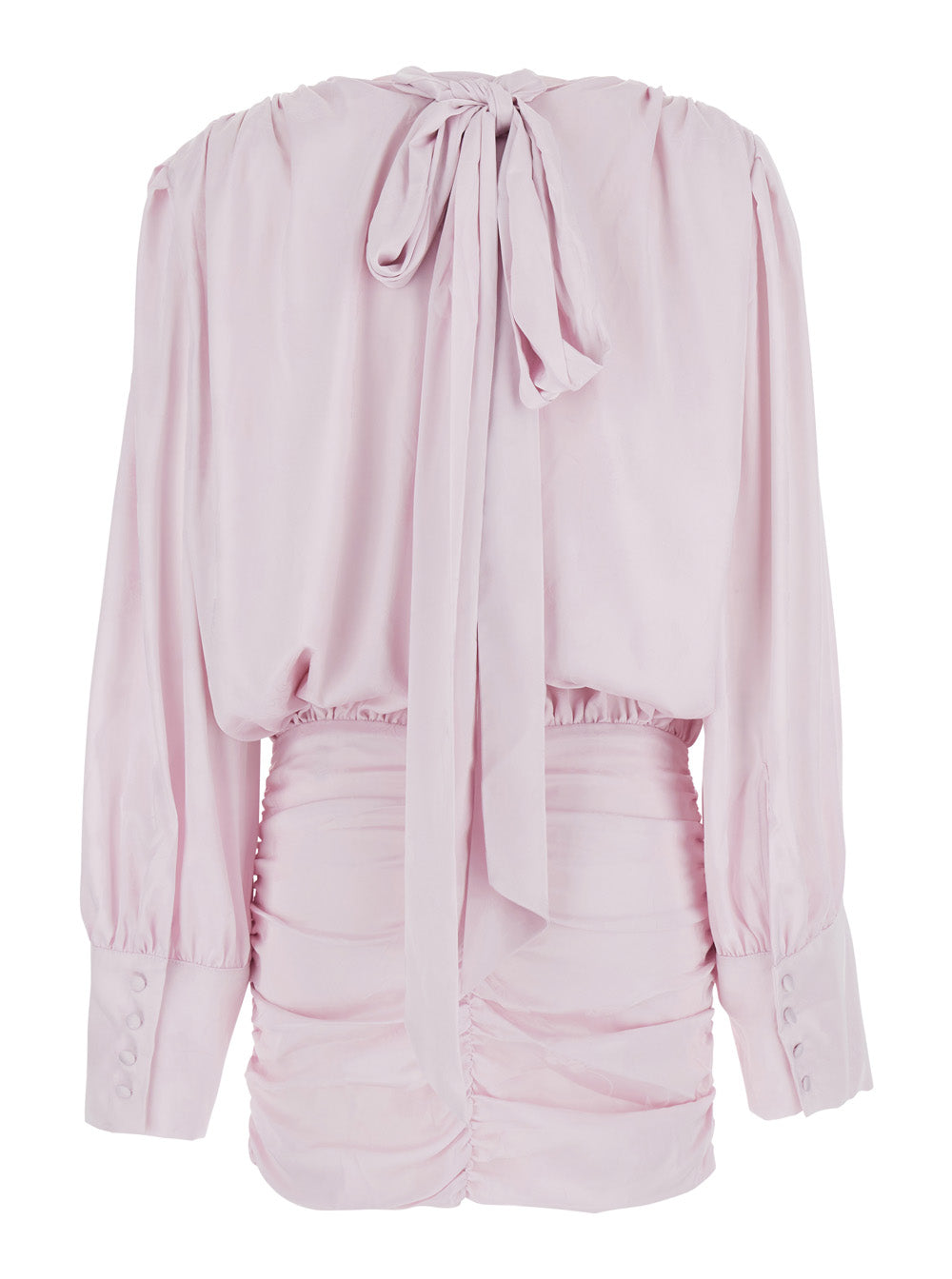 Rotate Women Pink Dress With Deep V-Neck And Draped Design In Silk Woman ROTATE