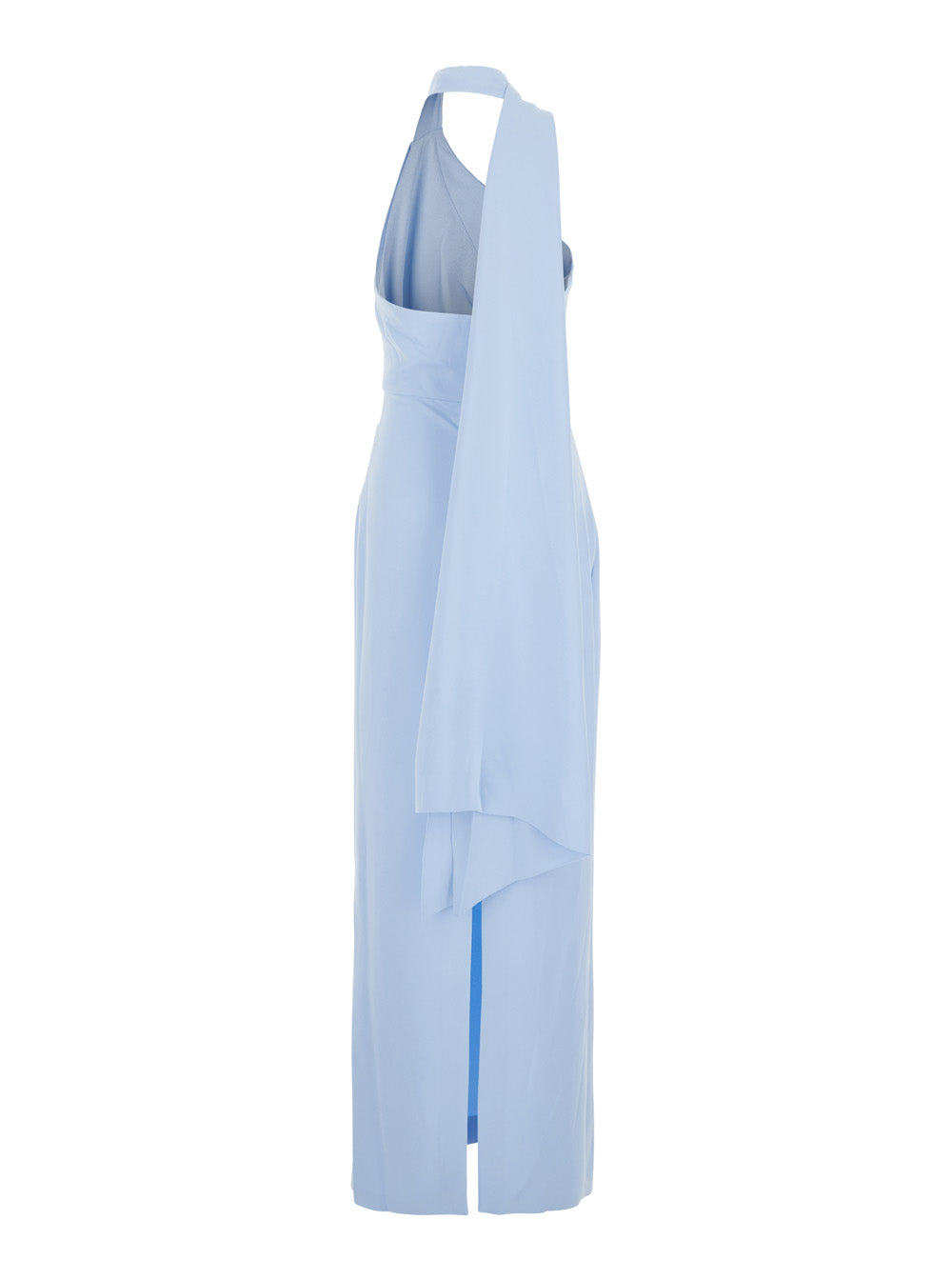 Solace London Women 'Demi' Light Blue Long Dress With One-Shoulder Design And Back Slit In Fabric Woman SOLACE LONDON