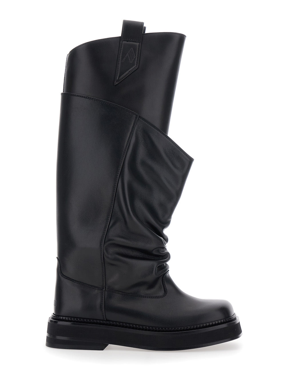 The Attico Women Black 'Passeggiata' Boots With Pull-Tab And Rubber Sole In Leather Woman THE ATTICO