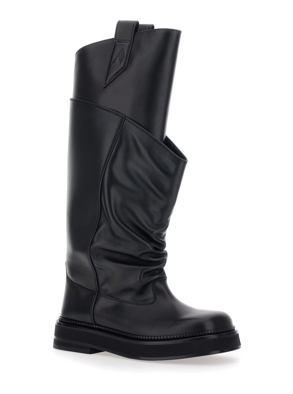 The Attico Women Black 'Passeggiata' Boots With Pull-Tab And Rubber Sole In Leather Woman THE ATTICO