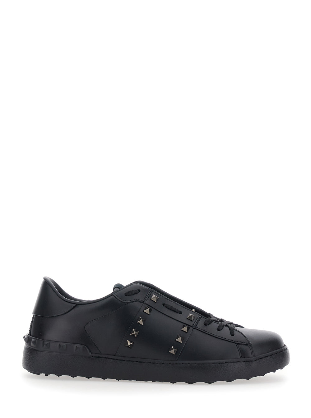 Valentino Garavani Men 'Rockstud Untitled' Black Sneaker With Rockstud Decoration And Logo Embossed On The Tongue In Leather Man VALENTINO GARAVANI