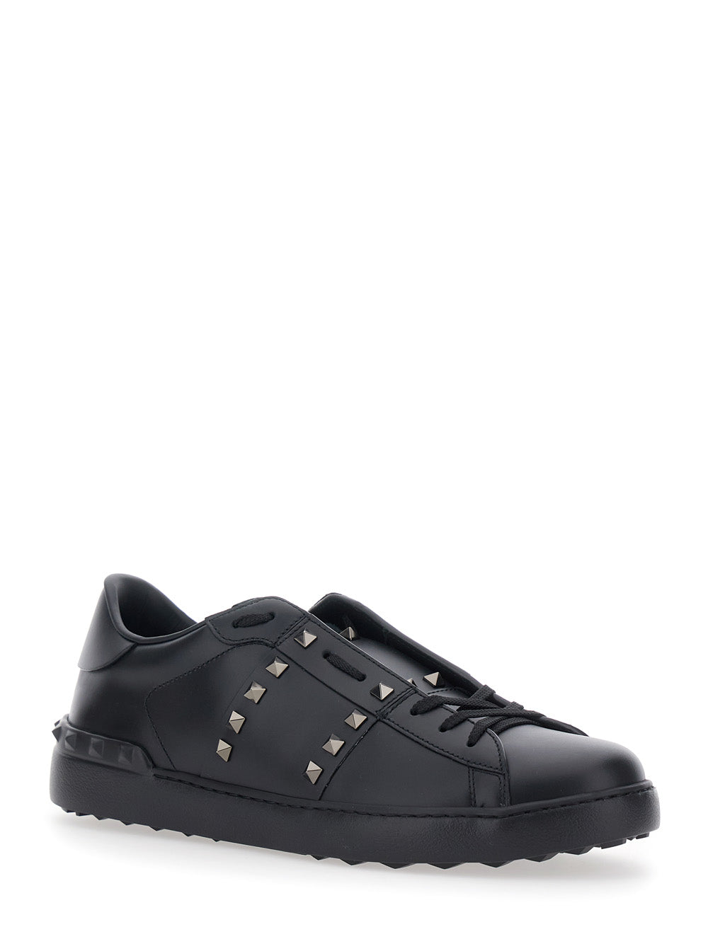 Valentino Garavani Men 'Rockstud Untitled' Black Sneaker With Rockstud Decoration And Logo Embossed On The Tongue In Leather Man VALENTINO GARAVANI