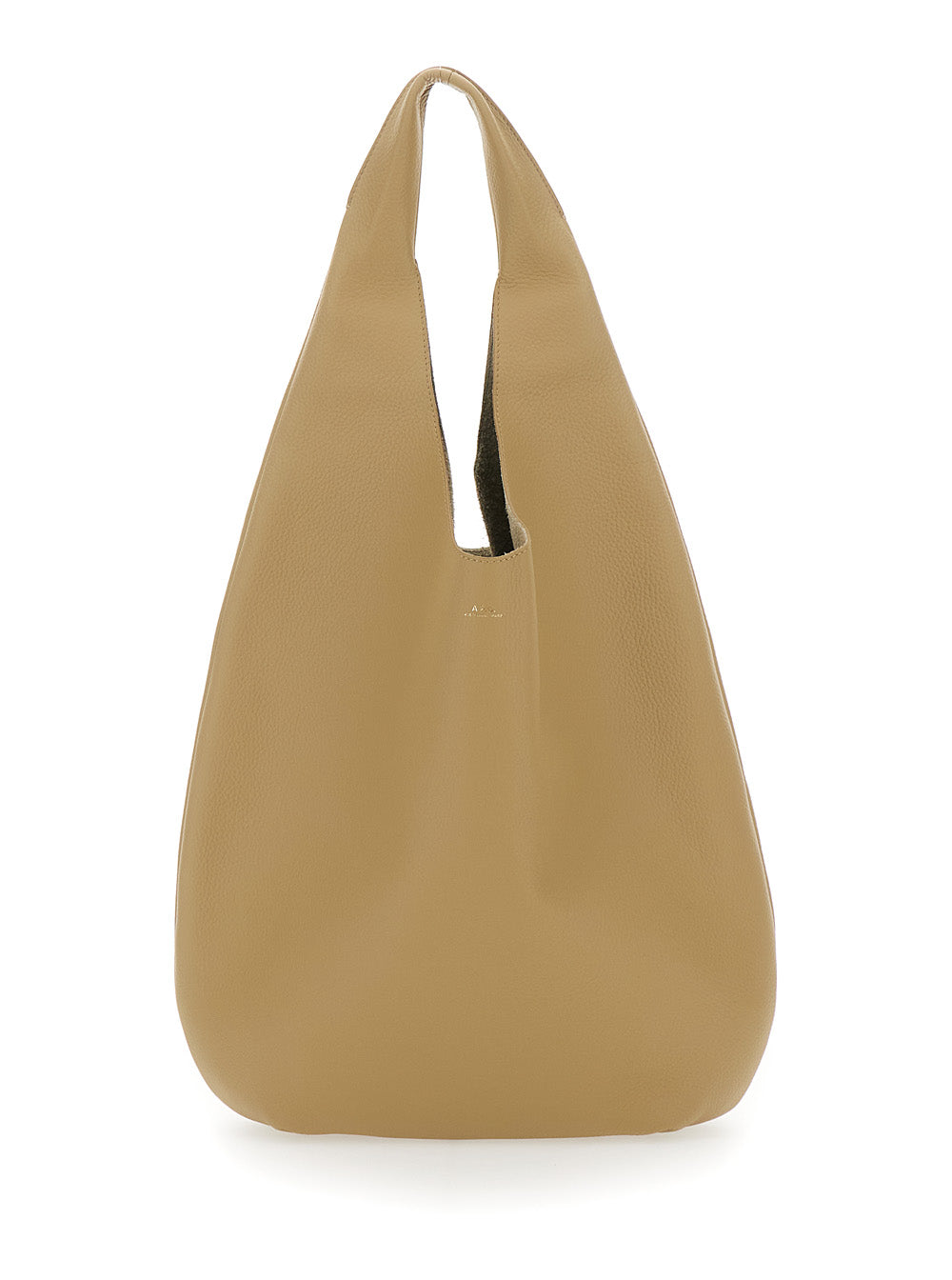 A.P.C. Women 'Le Neige' Beige Shoulder Bag With Embossed Logo On The Front In Hammered Leather Woman A.P.C.