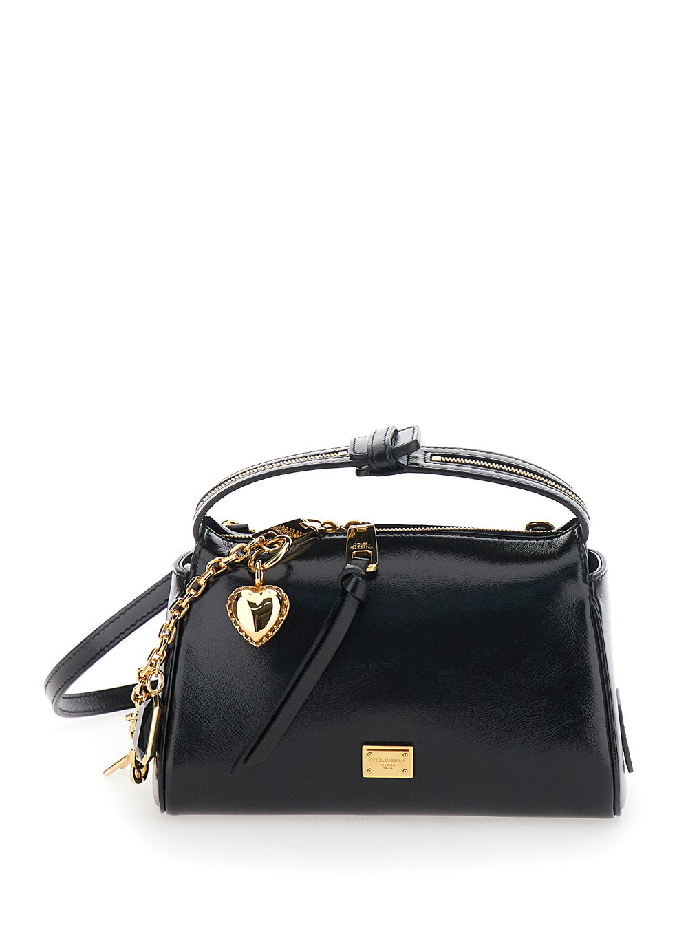 Dolce & Gabbana Women 'Vittoria' Black Mini Handbag With Adjustable And Removable Shoulder Strap And Charm On The Front In Leather Woman DOLCE & GABBANA