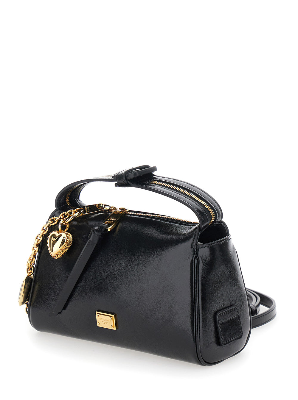 Dolce & Gabbana Women 'Vittoria' Black Mini Handbag With Adjustable And Removable Shoulder Strap And Charm On The Front In Leather Woman DOLCE & GABBANA